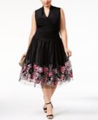 Sl Fashions Plus Size Embroidered Fit & Flare Dress