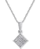 Diamond Cluster Pendant Necklace (1/7 Ct. T.w.) In 14k White Gold