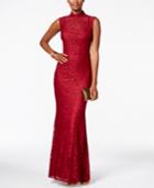 Betsy & Adam Open-back Lace Gown