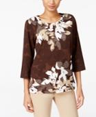 Alfred Dunner Santa Fe Collection Floral-print Crew-neck Top