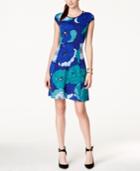 Vince Camuto Short-sleeve Floral-print Scuba Dress