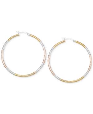 Diamond-cut Hoop Earrings In 14k Tri-tone Vermeil (50mm)