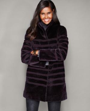 The Fur Vault Striped Lamb Fur Coat