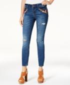 Dollhouse Juniors' Embroidered Ripped Skinny Jeans