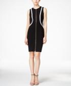 Calvin Klein Zip-front Striped Sheath Dress