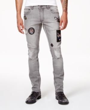 Anna Sui X Inc International Concepts Men's Gray Ripped Patch Jeans, Created For Macy's