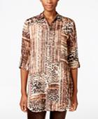 Jm Collection Petite Animal-print Tunic Shirt, Only At Macy's