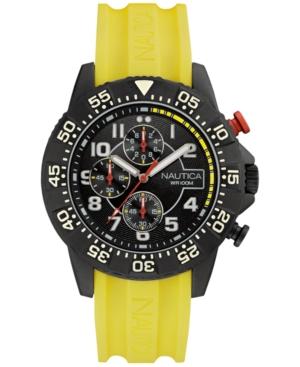 Nautica Men's Chronograph Yellow Silicone Strap Watch 46mm Nad17515g