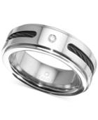 Men's Diamond Accent Cable Band In Titanium And Black Ion-plate