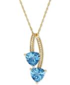 Blue Topaz (2-9/10 Ct. T.w.) & Diamond Accent Pendant Necklace In 14k Gold