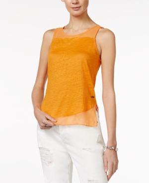 Armani Exchange Sleeveless Sheer-panel Top, A Macy's Exclusive