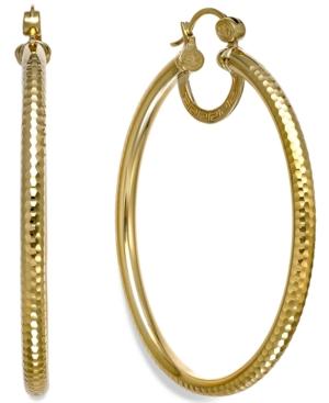 Simone I Smith Textured Large Hoop Earrings In 18k Gold Over Sterling Silver