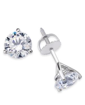 Certified Near Colorless Diamond 3-prong Stud Earrings (1/2 Ct. T.w.) In 18k White Gold