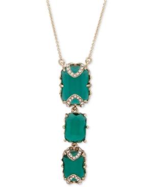 Jenny Packham Gold-tone Pave & Stone Lariat Necklace, 16 + 2 Extender