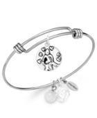 Unwritten Mom Charm And Rose Quartz (8mm) Bangle Bracelet In Stainless Steel