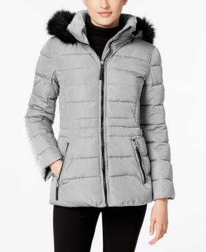 Calvin Klein Water Resistant Hooded Faux-fur-trim Quilted Puffer Coat