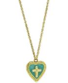 Vatican Gold-tone Crystal Turquoise Enamel Cross Of Glory Locket Necklace