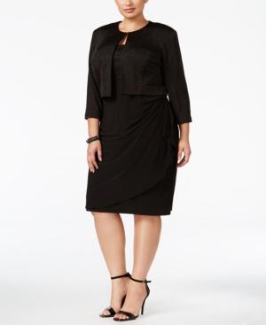 Msk Plus Size Glitter Draped Dress And Jacket