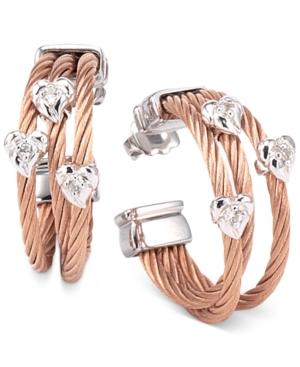 Charriol Women's Malia White Topaz-accent Two-tone Pvd Stainless Steel Cable Hoop Earrings 03-221-1220-1