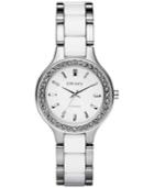Dkny Watch, White Ceramic And Stainless Steel Bracelet Ny8139