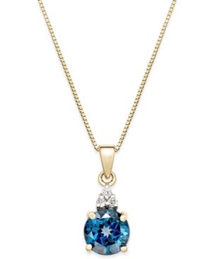 Blue Topaz (1-3/4 Ct. T.w.) And Diamond Accent Pendant Necklace In 14k Gold