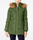 Tommy Hilfiger Faux-fur-trim Hooded Quilted Puffer Coat, Only At Macy's