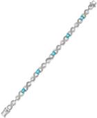 Semi Precious Gemstone (2-1/2 Ct. T.w.) And Diamond Accent Infinity Bracelet In Sterling Silver