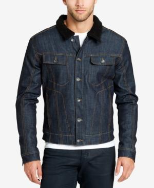 William Rast Men's Fleece-collar Denim Jacket