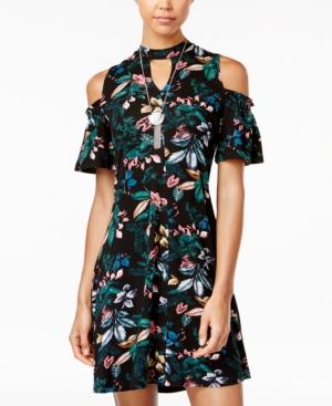 One Hart Juniors' Cold-shoulder A-line Dress, Created For Macy's