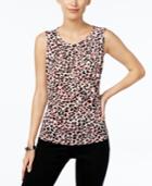 Tahari Asl Printed Pleat-neck Cami Top