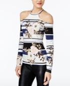 Guess Jasmine Cold-shoulder Floral-print Top