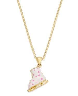 Lily Nily Children's 18k Gold Over Sterling Silver Necklace, Polka Dot Enamel Skate Pendant