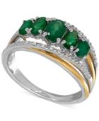 Emerald (1-1/4 Ct. T.w.) And Diamond Accent Ring In Sterling Silver And 14k Gold