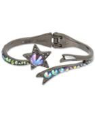 Betsey Johnson Hematite-tone Crystal Star Bangle Bracelet