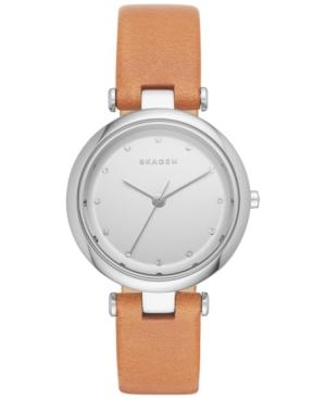 Skagen Women's Tanja Natural Leather Strap Watch 30mm Skw2455