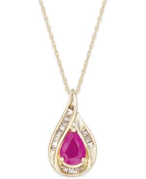 Certified Ruby (3/4 Ct. T.w.) And Diamond (1/10 Ct. T.w.) Pendant Necklace In 14k Gold