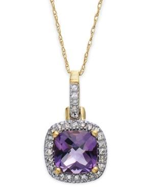 10k Gold Necklace, Amethyst (4-1/10 Ct. T.w) And Diamond Accent Pendant