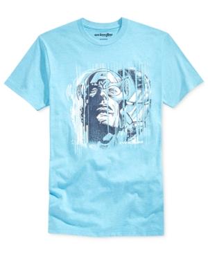Mighty Fine Men's Captain America And Iron Man Splice Graphic-print T-shirt