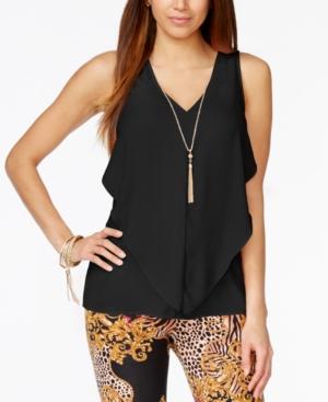 Thalia Sodi Sleeveless Ruffled Necklace Blouse, Only At Macy's