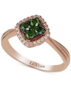 Le Vian Exotics Green And White Diamond Ring (3/8 Ct. T.w.) In 14k Rose Gold
