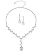 Say Yes To The Prom Silver-tone Crystal Lariat Necklace And Matching Drop Earrings