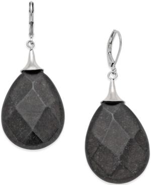 C.a.k.e By Ali Khan Now & Zen Silver-tone Black Stone Faceted Drop Earrings