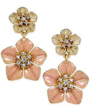 Charter Club Gold-tone Colored Flower Crystal Drop Earrings, Only At Macy's