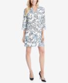 Karen Kane Floral-print Split-neck Shift Dress