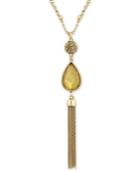 Lucky Brand Gold-tone Reversible Stone & Chain Tassel Pendant Necklace, A Macy's Exclusive Style