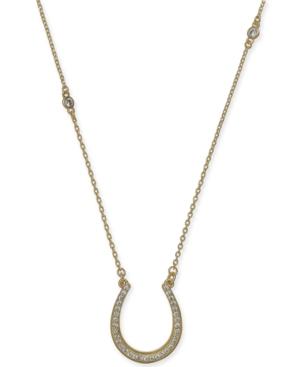Kate Spade New York Gold-tone Pave Horseshoe Pendant Necklace, 16 + 3 Extender