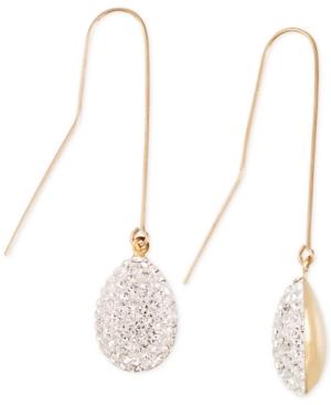 Crystal Pave Drop Earrings In 10k Gold