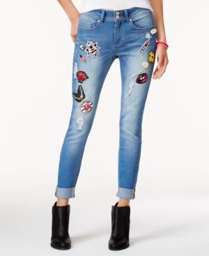 Indigo Rein Juniors' Patch Miller Wash Ripped Skinny Jeans