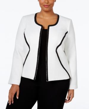 Nine West Plus Size Jacquard Open-front Jacket