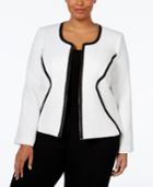 Nine West Plus Size Jacquard Open-front Jacket